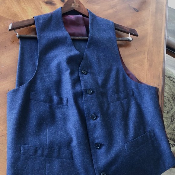 Navy Blue 3 piece suit 100% Wool Hand Tailored by Freemans Sporting Club - Picture 2 of 6